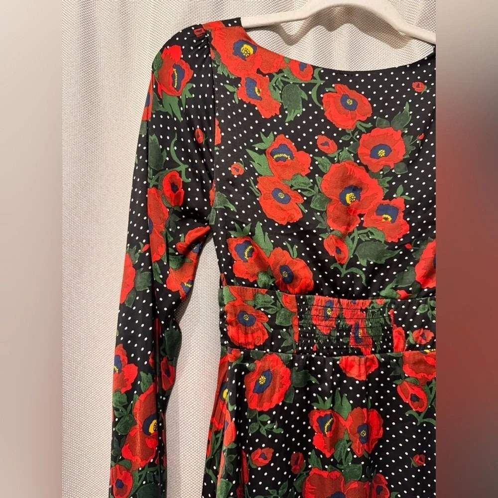 Free People Floral Mini Dress Long Sleeve Retro Boho Size 0